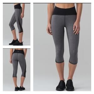 LULULEMON Train Times Crop Heathered Black (Gray) and Black size 6